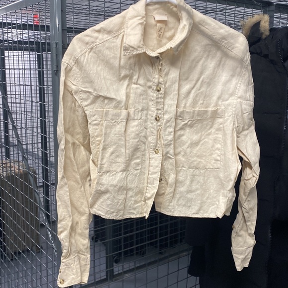 Linen cropped top - Picture 3 of 5